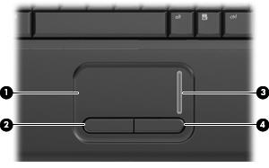 Elementy w górnej części komputera Płytka dotykowa TouchPad Element Opis (1) Płytka dotykowa TouchPad* Umożliwia przesuwanie wskaźnika, a także zaznaczanie oraz aktywowanie elementów na ekranie.