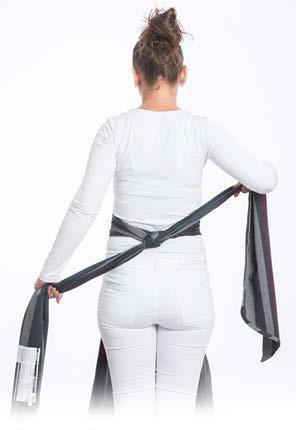 Make sure the waist belt is tied so that it joins the panel on the bottom (like in the picture).