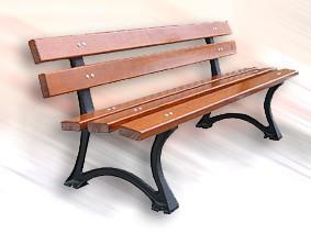 ŁAWKA ŻELIWNA Siedziska i oparcie wykonane z desek sosnowych malowanych w kolorze mahoń, ciemny orzech lub dąb. 1.Wymiary ławki 170cm x 60cm x 71cm 2.