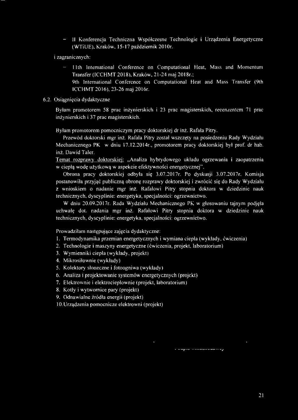 ; 9th International Conference on Computational Heat and Mass Transfer (9th ICCHMT 20