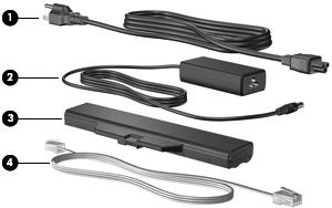 Dodatkowe elementy sprzętowe (1) Kabel zasilający* Umożliwia podłączenie zasilacza prądu przemiennego do gniazda sieci elektrycznej.