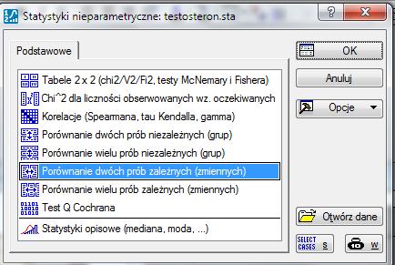 nieparametryczne, a dalej porównanie dwóch prób