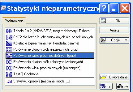 Obliczenia w pakiecie STATISTICA W okienku Statystyki