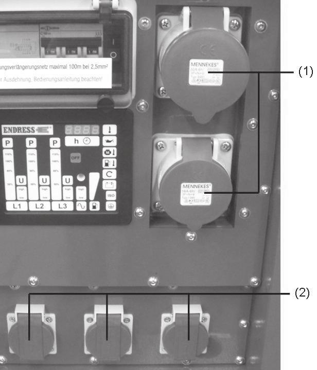 Eksploatacja Podłączanie odbiorników elektrycznych 4.6 Podłączanie odbiorników elektrycznych Poniżej opisano sposób podłączania odbiorników do agregatu prądotwórczego.