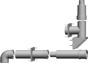 C53X FASADOWY ZESTAW POWIETRZNO-SPALINOWY DO KOTŁÓW O MOCY DO 100 KW C53x C53x Zestaw do poprowadzenia przewodu koncentrycznego na elewacji (ściana zewnętrzna) C53x wykonanie niezależne od powietrza