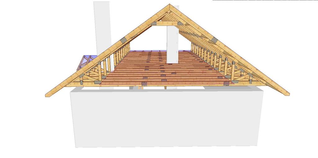 WBR - taśma stalowa 25x2 Podciagi drewniane o przekroju 10x16. Murłata do ściany śrubami M12 w odstepach do 1,5 m.