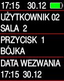 1. PILOT TFT Wezwania użytkowników wysłane pilotami T4-T8 są wyświetlane na ekranie pilota TFT - przenośna stacja monitorująca.