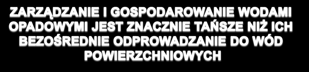 SKUTKI: zubożenie zasobów wodnych na skutek odprowadzania wód opadowych systemami rurowymi, przeciążenia hydrauliczne systemów