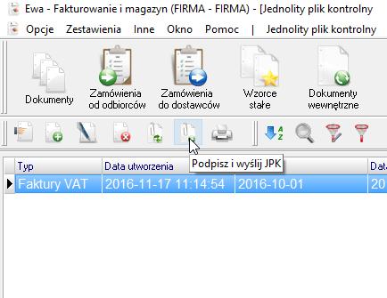 Po wygenerowaniu pliku JPK w zakładce Pozycje wpisana zostanie pozycja wskazująca na dany plik JPK w formacie XML.