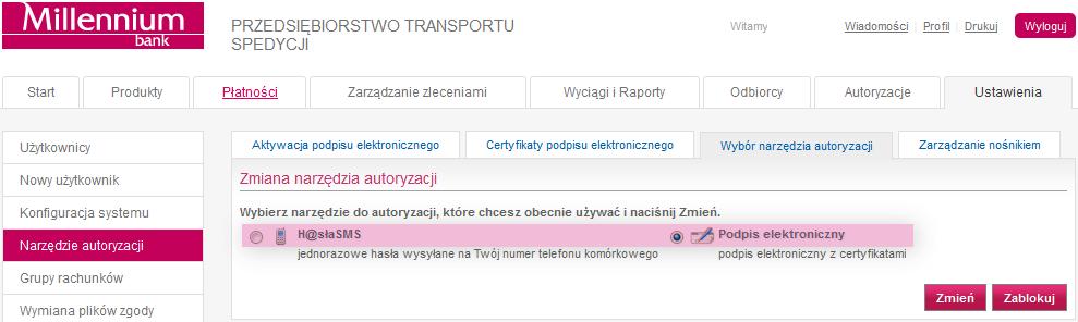 Oprogramowanie i sprzęt komputerowy Do korzystania z Millenetu dla Przedsiębiorstw wystarczy standardowy komputer klasy PC z dostępem do Internetu, wyposażony w stabilną wersję jednej z przeglądarek