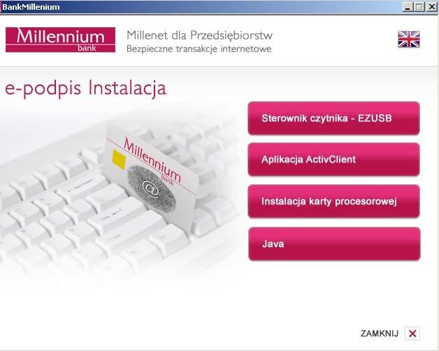 Aplikacja ActivClient Instalacja karty procesorowej Java 3) Należy zainstalować wszystkie składniki oprogramowania oraz podłączyć czytnik kart do dowolnego portu USB w Twoim komputerze lub umieścić