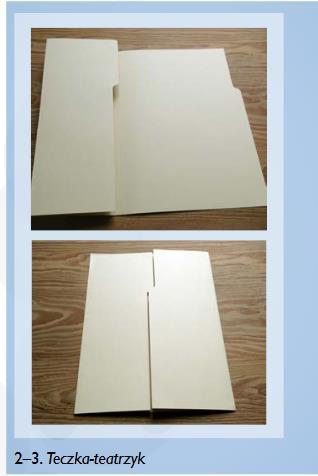 Krok 2. Składamy karton tak, aby jego Tworzenie lapbooka brzegi stykały się na środku (w zgięciu).