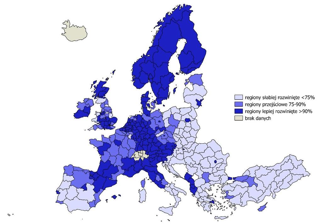 2. Kategorie regionów - podział funduszy strukturalnych: Region Warszawski stołeczny jako region lepiej rozwinięty Region Mazowiecki regionalny jako region słabiej rozwinięty Zasady dofinansowania: