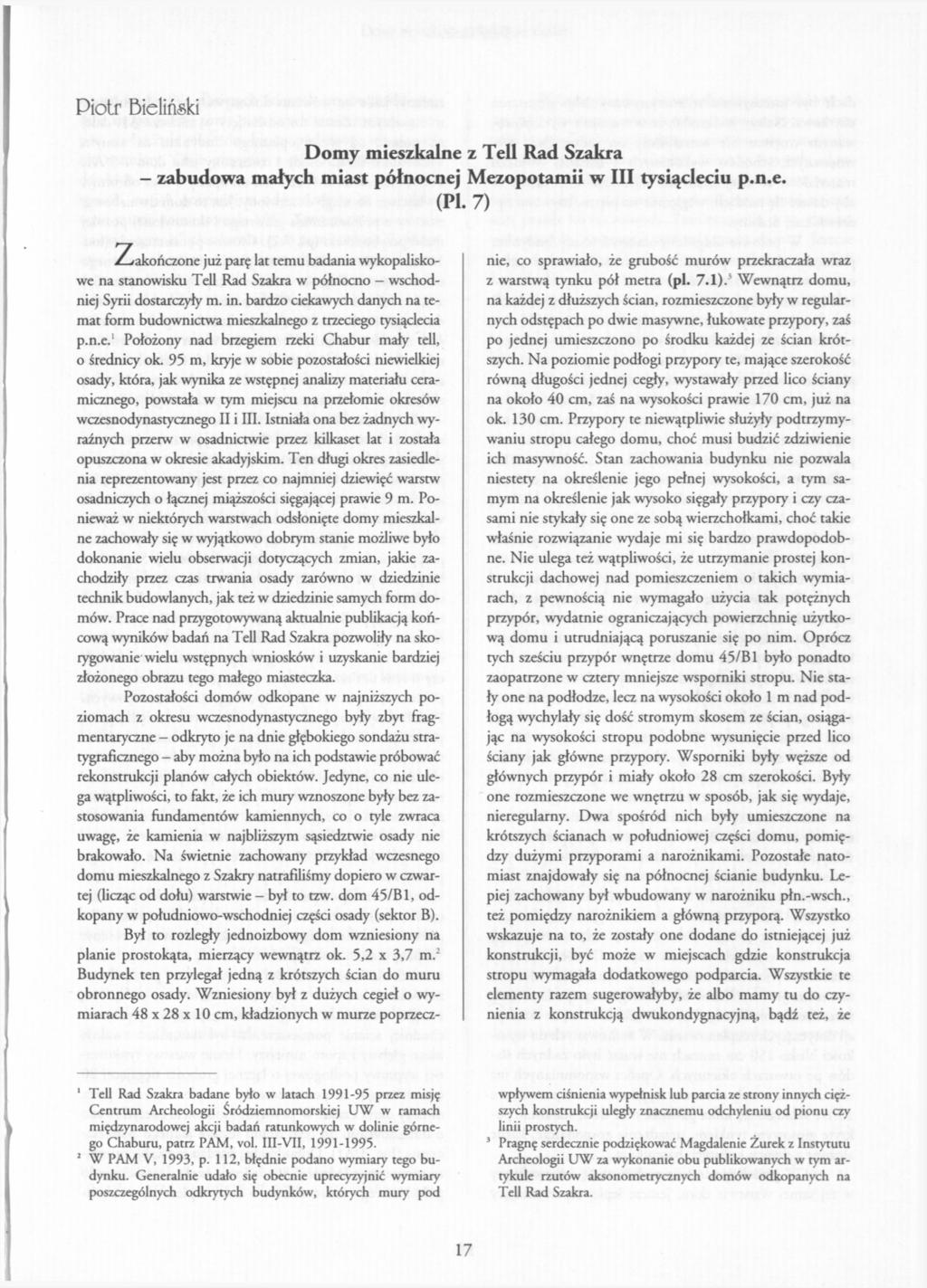 Piotr Bieliński Domy mieszkalne z Tell Rad Szakra zabudowa małych miast północnej Mezopotamii w III tysiącleciu p.n.e. (PI.