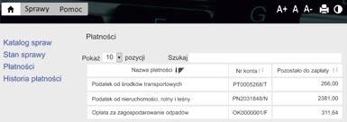 Klikając na wybraną sprawę, zalogowany użytkownik portalu, ma możliwość sprawdzenia szczegółów sprawy, jej historii oraz pism jakie znalazły się w tej sprawie.