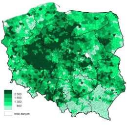 ogółem w zł na 1 ha UR, 2002 Udział