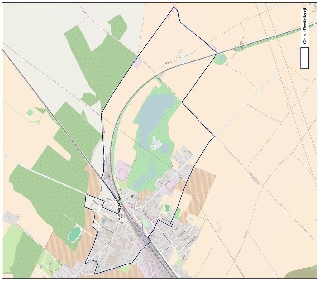 Mapa. Obszary rewitalizacji na terenie Gminy Jaworzyna