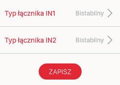 Dodatkowo z poziomu aplikacji określa się, do którego kanału przypisane są funkcje wyznaczone dla wejść IN1, IN2 (ekran Konfiguruj).