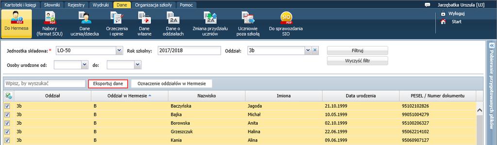 UONET+. Gromadzenie danych uczniów 20/23 Funkcja drukowania arkuszy i świadectw dostępna jest w obydwu modułach w module Dziennik i w module Sekretariat.