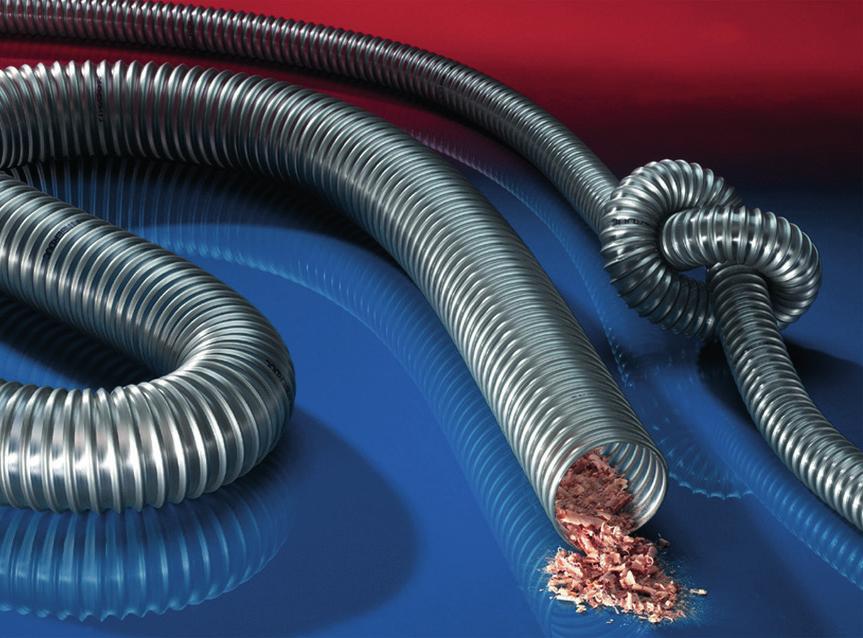 TIMBERDUC PUR 532 Flex Microbe +15% All rights reserved PATENTED All rights reserved 1 3 2 Antystatyczny wąż poliuretanowy do przeysłu drzewnego, średnio ciężki, ciężkopalny Zastosowania Urządzenia