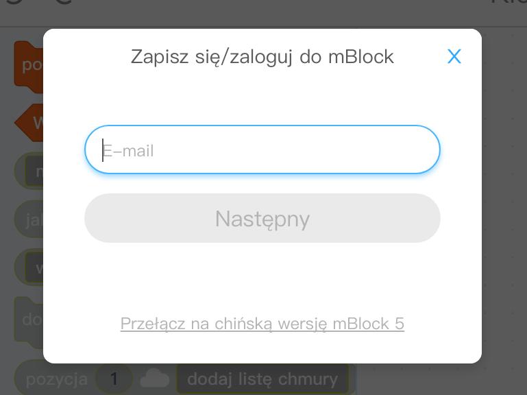 Tak więc druga wymagana czynność, aby móc skorzystać z bloczków IoT, to logowanie na konto.