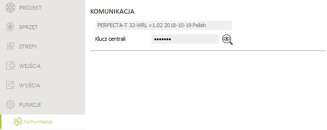 SATEL PERFECTA-T 29 8. Komunikacja Klucz centrali [01.Klucz centr.] identyfikator centrali alarmowej. Możesz wprowadzić do 16 znaków alfanumerycznych (cyfry, litery i znaki specjalne).