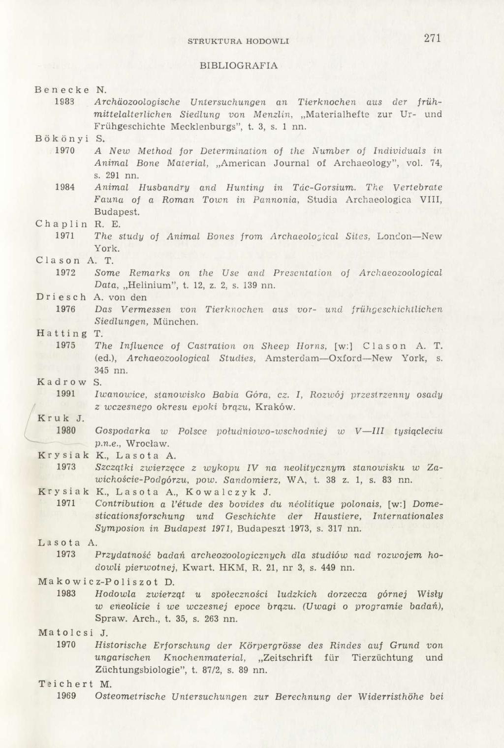 STRUKTURA HODOWLI 271 BIBLIOGRAFIA Benecke N.