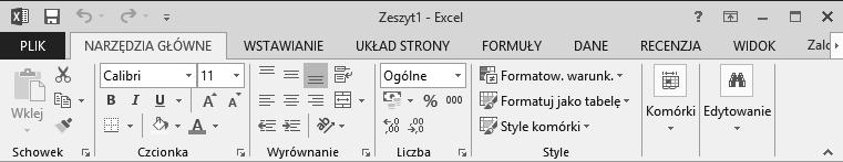 8 Microsoft Excel 203 Krok po kroku Posługiwanie się Wstążką Podobnie jak w przypadku wszystkich aplikacji pakietu Office 203, Wstążka programu Excel jest dynamiczna, co oznacza, że jeśli zmienia się