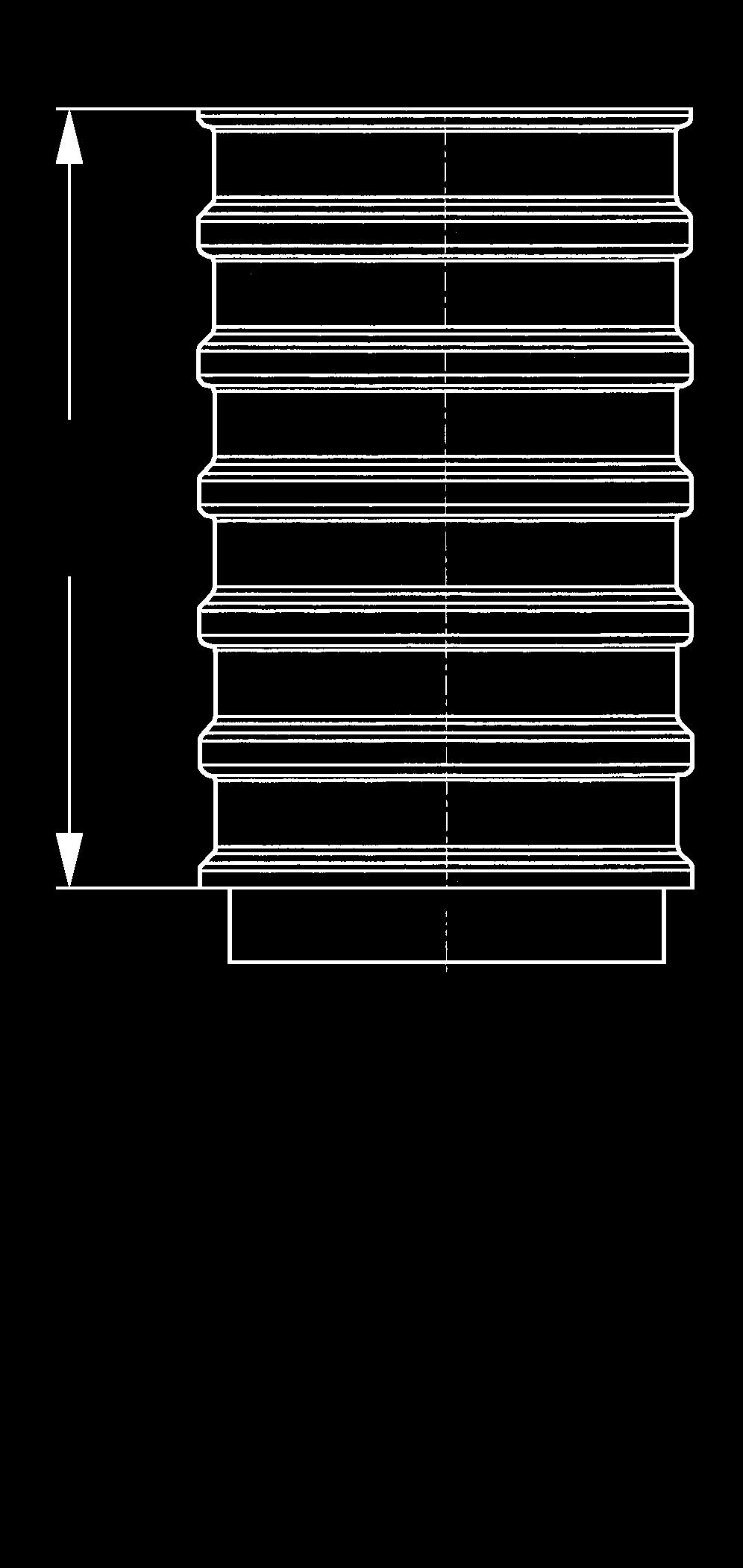 .. dla rur z tworzywa sztucznego z: PE-HD (według DIN 19537); PVC-KG (według DIN V19534); PP lub AS. Głębokość zabudowy T.