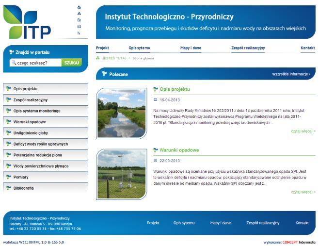 Internetowa platforma informatyczna monitoringu i prognozowania deficytu i nadmiaru wody na obszarach rolniczych oraz ich skutków.