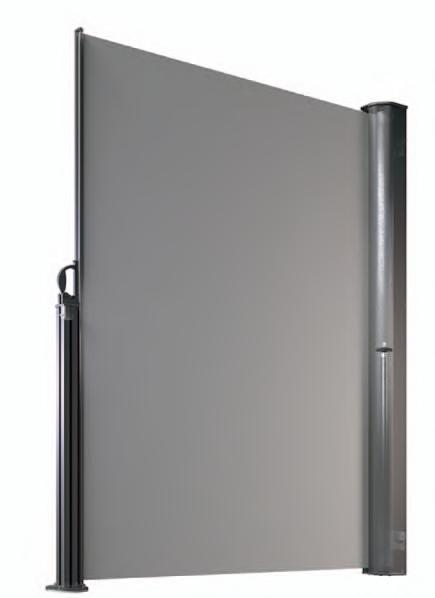 Właściwości: Konstrukcja z ekstrudowanego aluminium Kaseta chroni tkaninę przed czynnikami atmosferycznymi Trzy warianty mocowania słupka markizy: do twardego podłoża, do miękkiego podłoża, do ściany