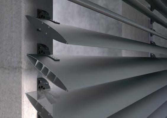 Właściwości: Lekkie i wytrzymałe pióra wykonane z ekstrudowanego aluminium Możliwość przysłaniania powierzchni poziomych jak i pionowych Zastosowanie uchwytów mocowanych bezpośrednio do podłoża