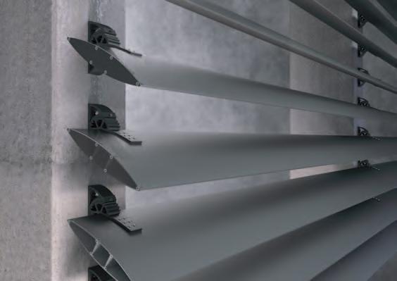 Właściwości: Konstrukcja wykonana z ekstrudowanego aluminium Możliwość przysłaniania powierzchni poziomych jak i pionowych Eliptyczne pióra o szerokości 300 mm Zastosowanie uchwytów mocowanych