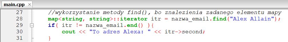 Iteratory Wykorzystanie metody find() do