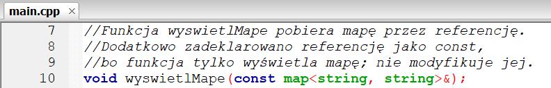 referencję zadeklarowaną jako const W