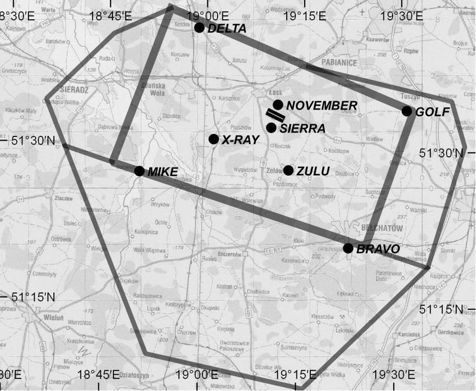VISUAL OPERATION CHART AIRSPACE: FIS WARSZAWA 119.450 LASK APPROACH 125.350 MTMA EPLK A: 762 m-fl095 MTMA EPLK B: 1067 m-fl095 AD ELEV 195 LASK TOWER 133.