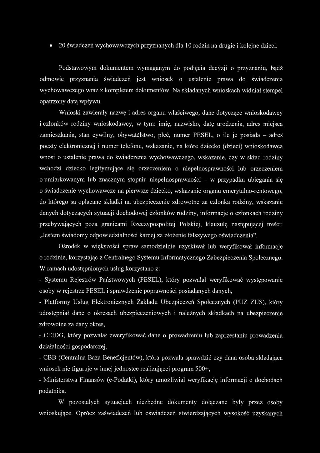 Na składanych wnioskach widniał stempel opatrzony datą wpływu.