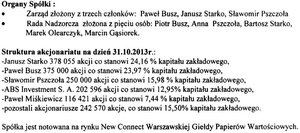 aktem notarialnym Rep A 3706/2013 sporz¹dzonym w dniu 10082010r W dniu 0609201 Or przekszta³cona spó³ka zosta³a zarejestrowana w Rejestrze Przedsiêbiorców Krajowego Rejestru S¹dowego pod numerem