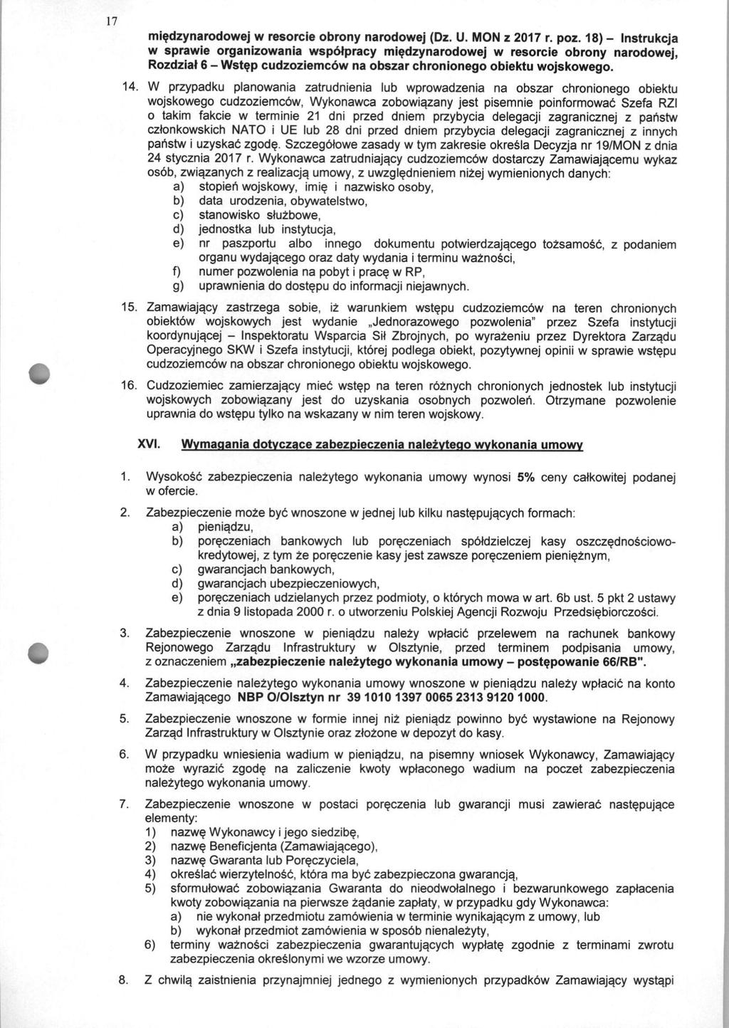 17 miedzynarodowej w resorcie obrony narodowej (Dz. U. MON z 2017 r. poz.