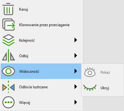 Object Operation Function Introduction Widoczność Użytkownik może ukryć aktualnie zaznaczony obiekt.