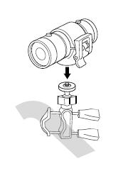 2. Załóż mocowanie na kierownicę 3. Dokręć kamerę do mocowania 4. Przykręć wodoodporny kabel zasilania do kamery i połącz z właściwym źródłem prądu Uwaga!