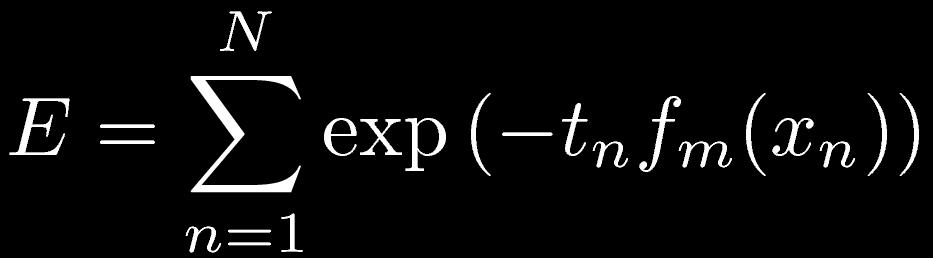 AdaBoost Pięć lat po publikacji AdaBoost Friedman pokazał, że algorytm minimalizuje wykładniczą funkcję straty: gdzie f(x) jest odpowiedzią algorytmu t = 1 sygnał, t = -1 tło tn fm(xn)>0 poprawnie