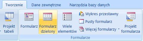 3) Utwórz formularz dzielony zawierający dane Towarów.