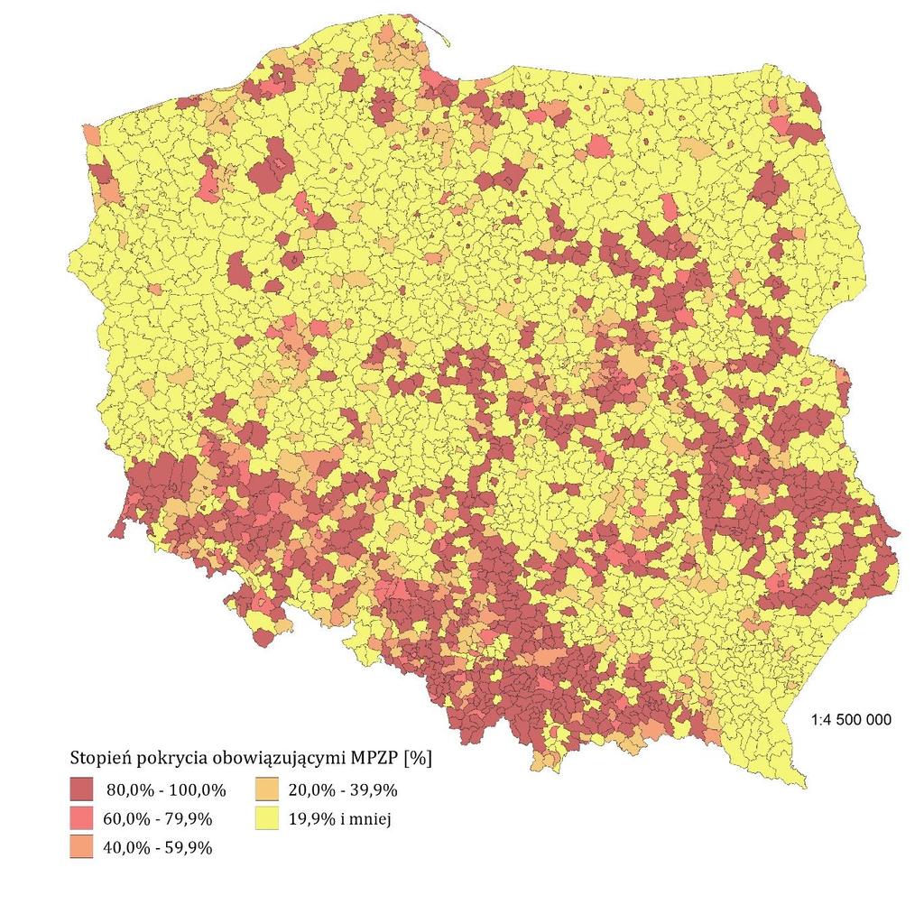 Słabość planowania przestrzennego Stopień pokrycia MPZP w Polsce: 30,5% Miasta na prawach powiatu o najniższym pokryciu