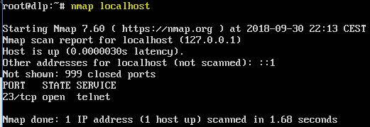 3. Polecenie NETSTAT - aktywne połączenia protokołu TCP na porcie 23. 4. Sprawdź, czy jest otwarty port 23 odpowiadający za telnet (port nasłuchujący ma otwarty = LISTEN) 5. Zainstaluj program nmap 6.