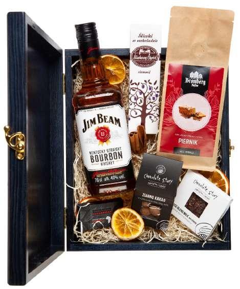 JIM BEAM Wymiary zestawu: 300x240x100 mm Jim Beam Kentucky Bourbon Whiskey, 40% vol.