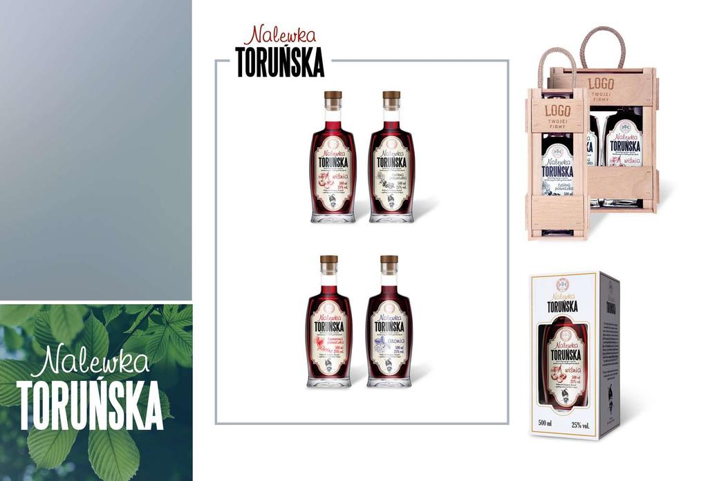 104,63 zł Nalewki Toruńskie Aronia, Czerwona Porzeczka, Czarna Porzeczka, Wiśnia to sprawdzona tradycyjna receptura. Feeria kolorów, smaków i aromatów natury zamknięta została w korkowanej butelce.