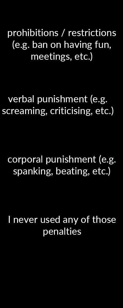 CHILD DISCIPLINE METHODS (N=661, 2017) Zakazy \ ograniczenia (np. zakaz zabawy, spotykania się itp.) 71% Karcenie słowne (np.