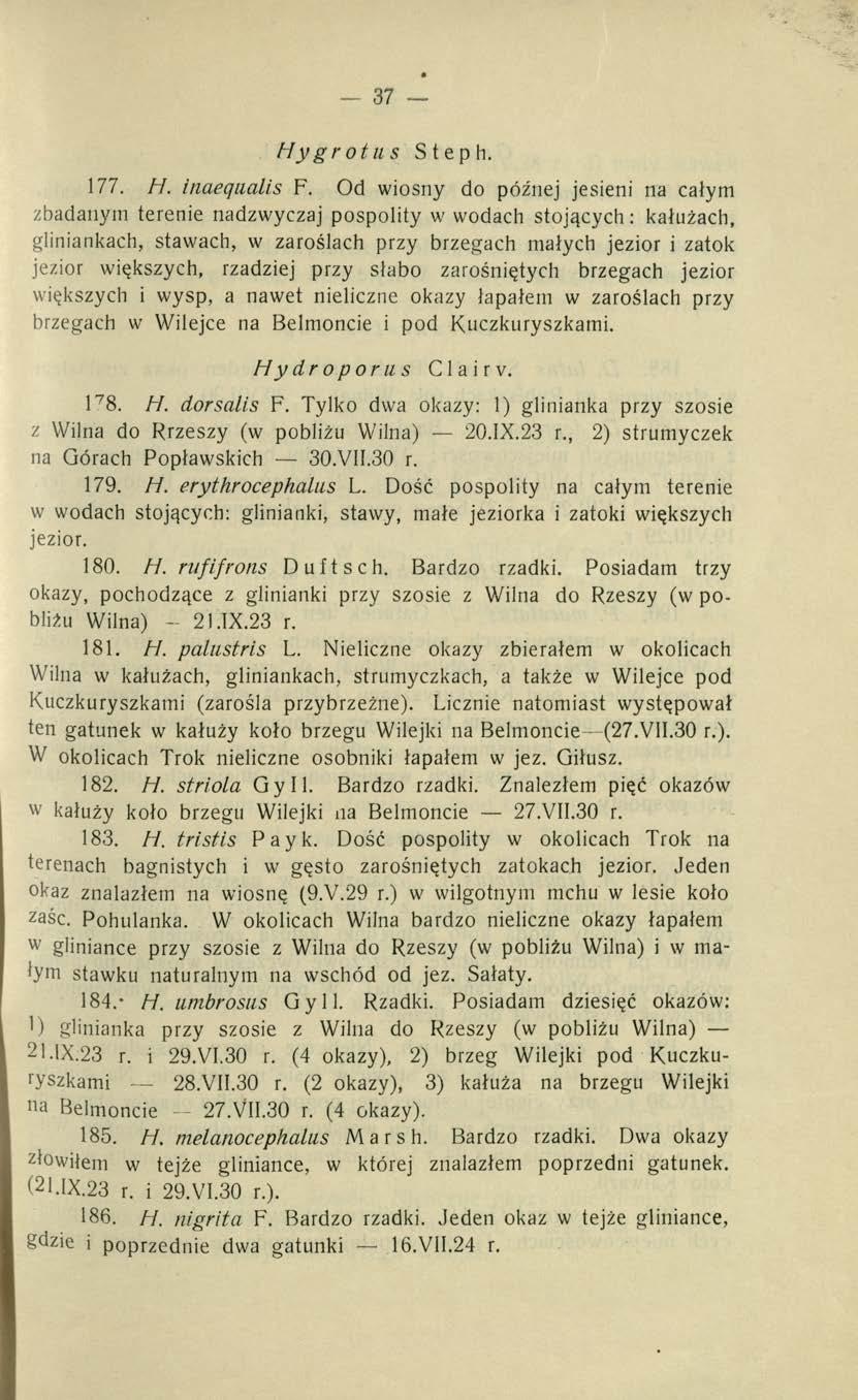 37 Hygrotus Steph. 177. H. inaeqaalis F.
