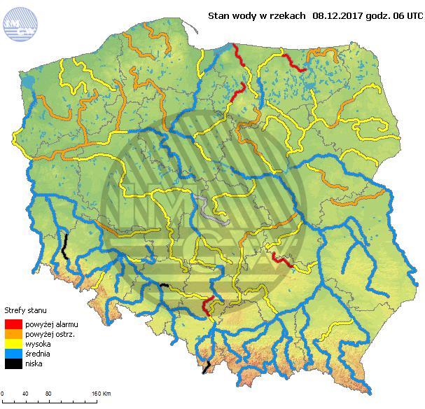 INFORMACJE HYDROLOGICZNO - METEOROLOGICZNE Stan wody w rzekach Rozkład dobowej sumy opadów